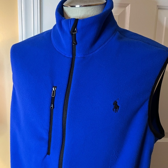NWT Men's Polo Ralph Lauren Performance Fleece Zip Front Vest Royal Blue LARGE - Picture 2 of 4